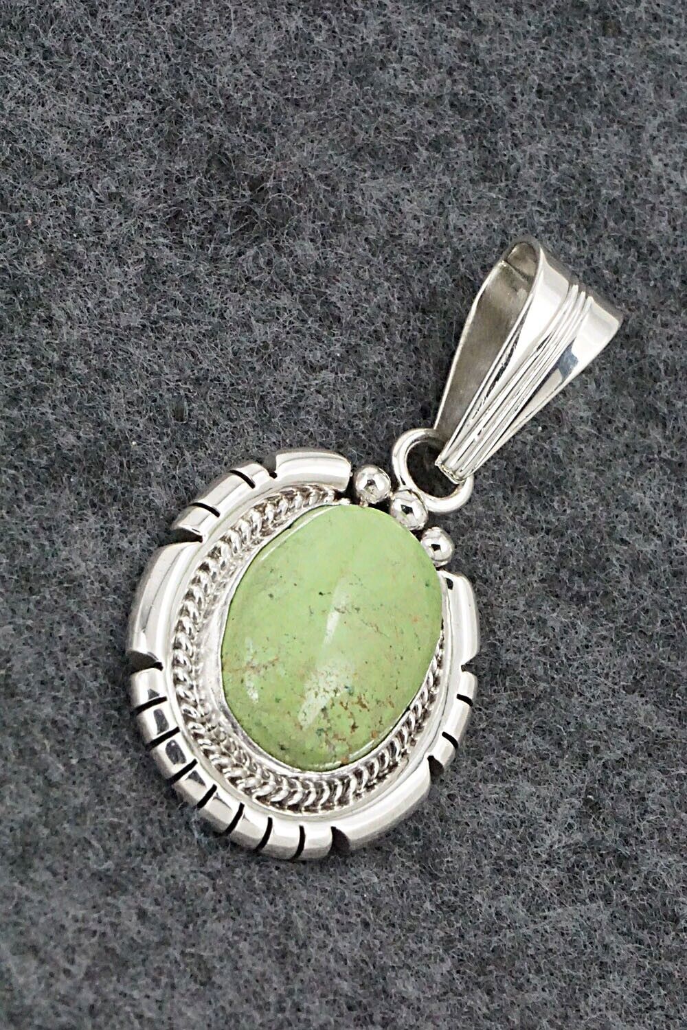 Gaspeite & Sterling Silver Pendant - Samuel Yellowhair
