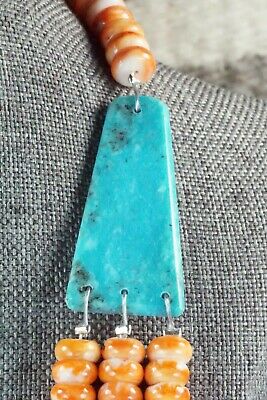Turquoise & Spiny Oyster Necklace - Lupe Lovato