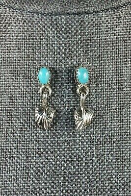 Navajo Turquoise and Sterling Silver Earrings - Adelarae Yazzie - High Lonesome Trading