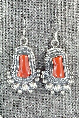 Turquoise, Coral & Sterling Silver Necklace and Earrings - Tom Lewis