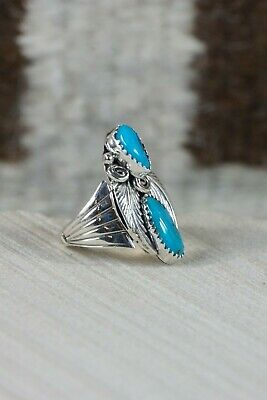 Navajo Turquoise and Sterling Silver Ring - Jeanette Saunders - Size 7 - High Lonesome Trading