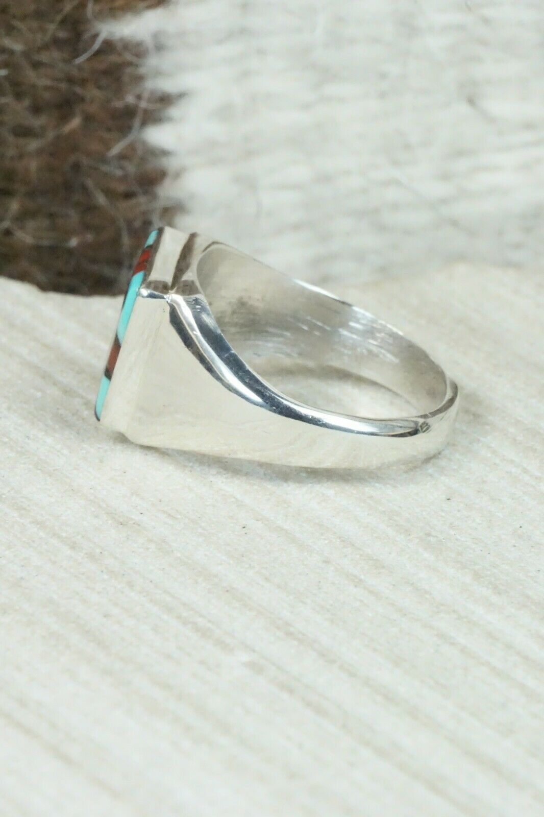 Multi Stone & Sterling Silver Ring - Herbert Kallestewa - Size 9.75