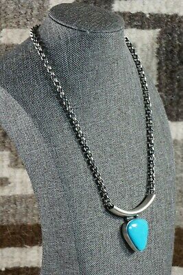 Navajo Turquoise & Sterling Silver Necklace - Raymond Delgarito - High Lonesome Trading