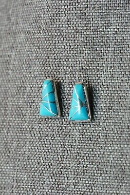 Zuni Turquoise & Sterling Silver Earrings - Kal Kallestewa