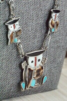 Inlay Owl Necklace and Sterling Silver Earrings Set - Pitkin Natewa