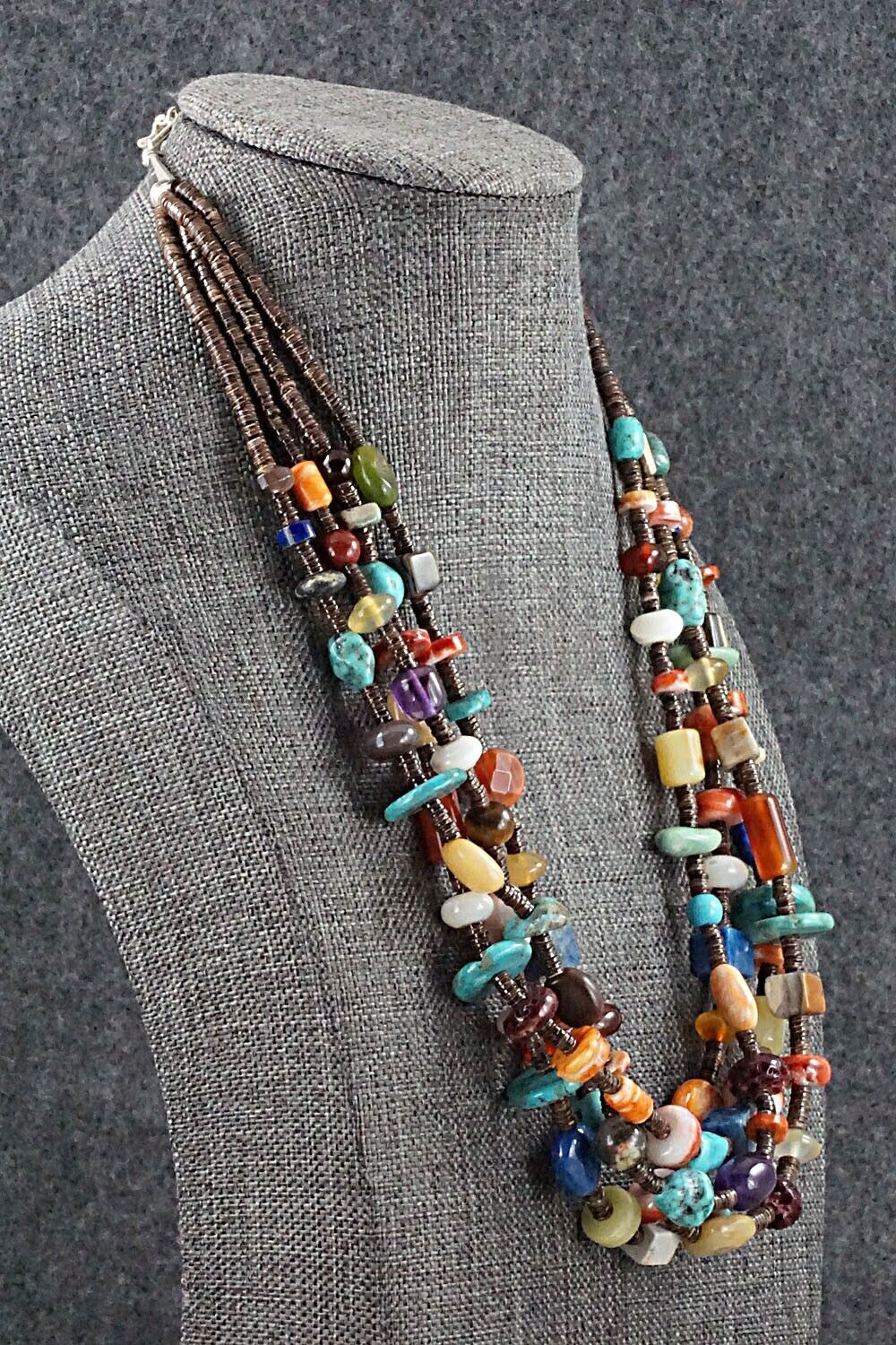 Multi Stone and Sterling Silver Necklace - Helen Tsosie
