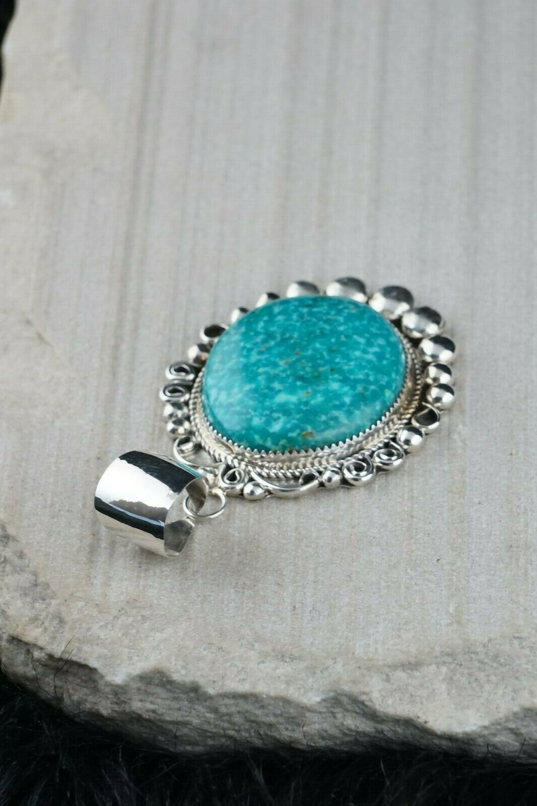 Turquoise and Sterling Silver Pendant - Leslie Nez - Navajo - High Lonesome Trading