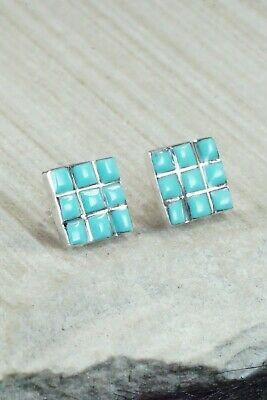 Turquoise & Sterling Silver Earrings - Charles Malani - High Lonesome Trading
