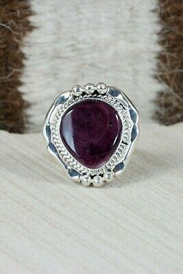 Navajo Spiny Oyster & Sterling Silver Ring - Samuel Yellowhair - Size 7.75