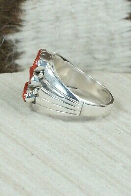 Coral & Sterling Silver Ring - Anthony Skeets - Size 8