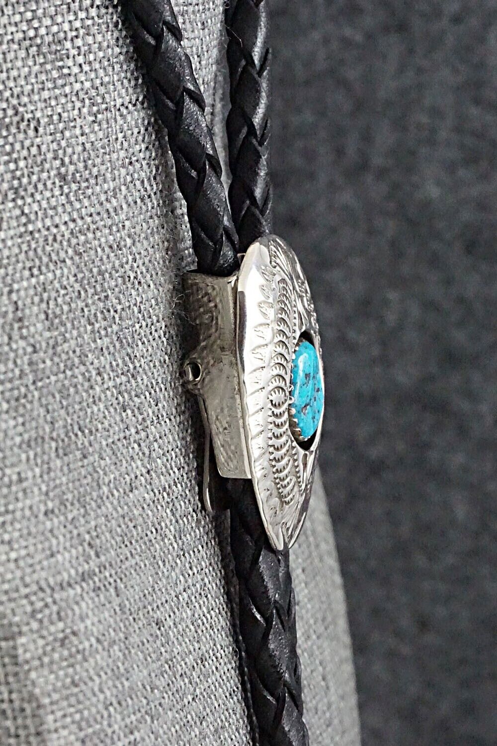 Turquoise & Sterling Silver Bolo Tie - Shirley Skeets