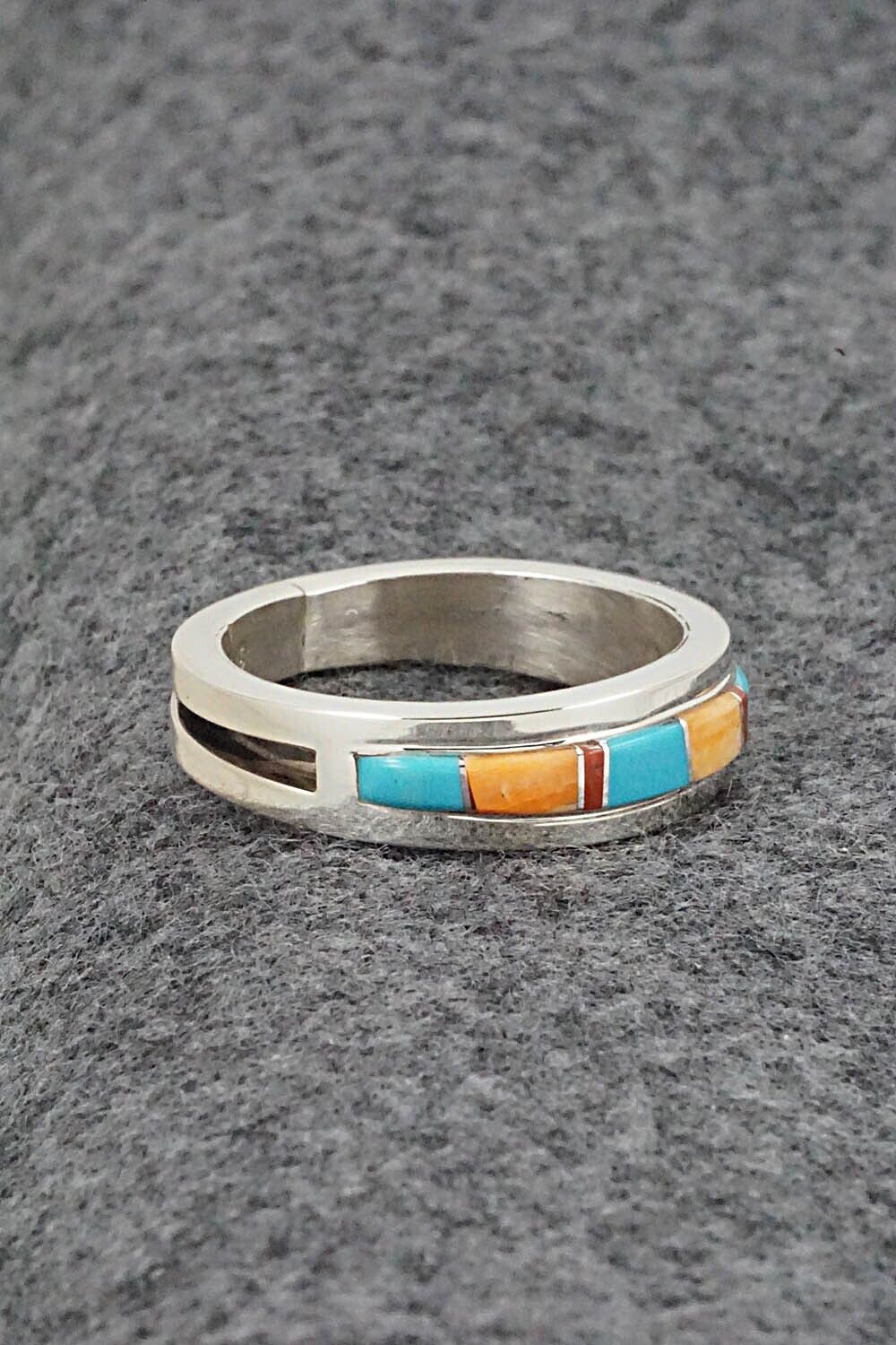 Multi-Stone & Sterling Silver Inlay Ring - Wilbert Muskett Jr. - Size 10.5