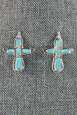 Zuni Turquoise & Sterling Silver Cross Earrings - Cecilia Iule