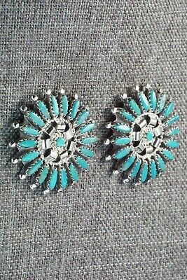 Turquoise and Sterling Silver Earrings - Nathaniel Nez