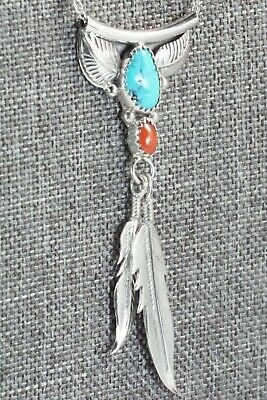 Turquoise, Coral & Sterling Silver Necklace - Sharon McCarthy - High Lonesome Trading