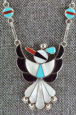 Multi Stone & Sterling Silver Inlay Necklace and Earrings Set - Leavus Ahiyite