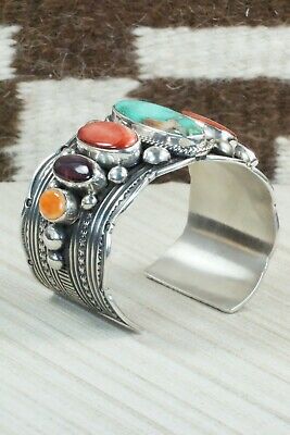 Spiny Oyster, Turquoise & Sterling Silver Bracelet - Guy Hoskie