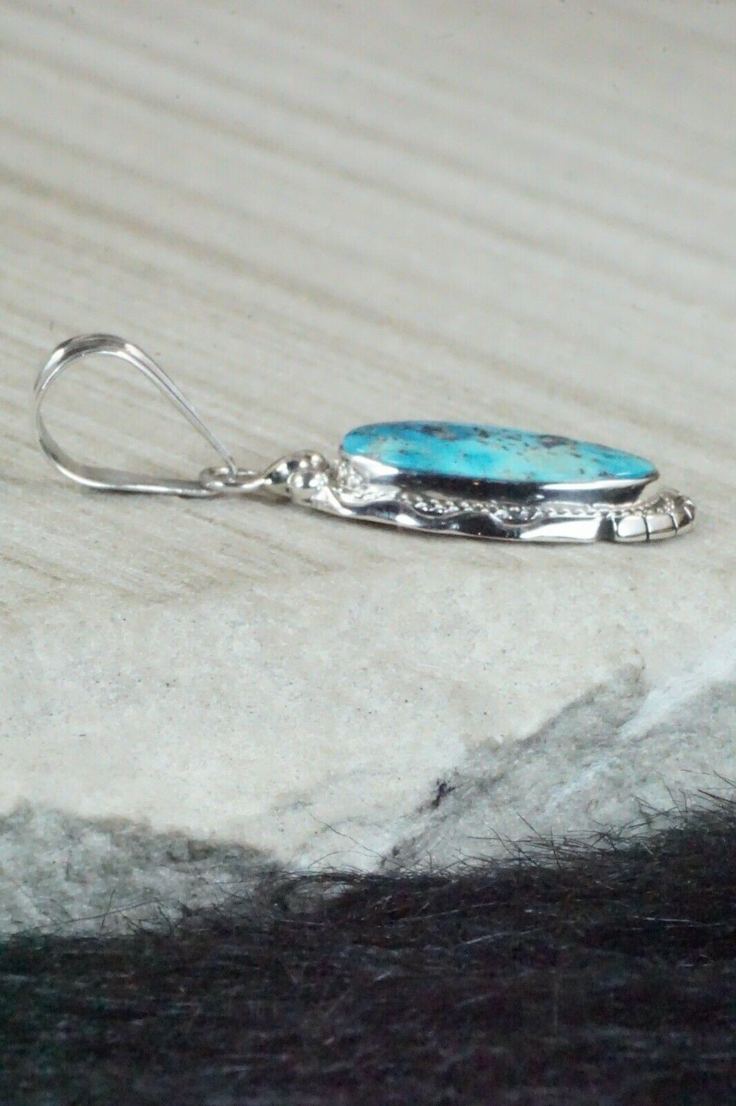 Turquoise and Sterling Silver Pendant - Samuel Yellowhair