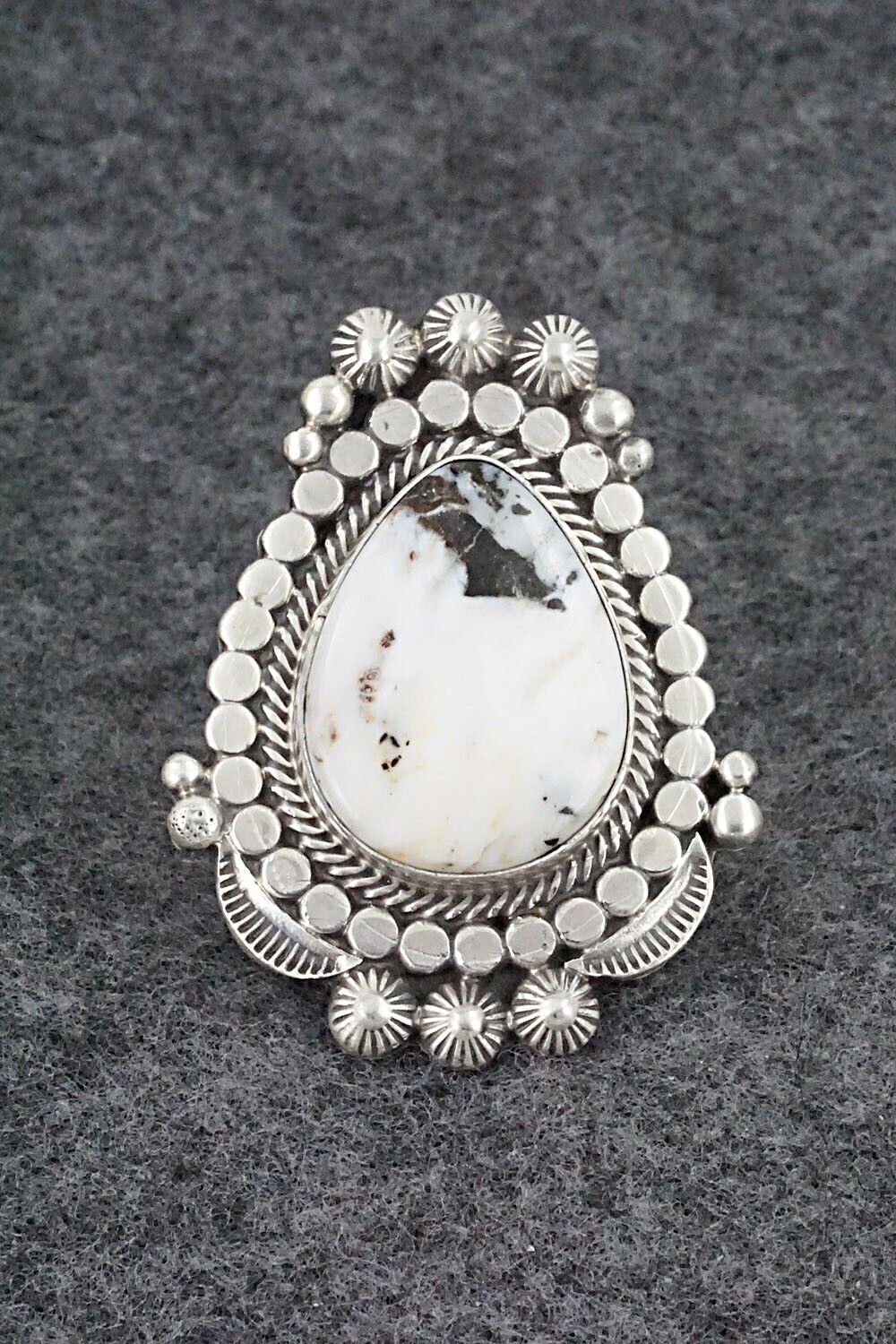 White Buffalo & Sterling Silver Ring - Tom Lewis - Size 8