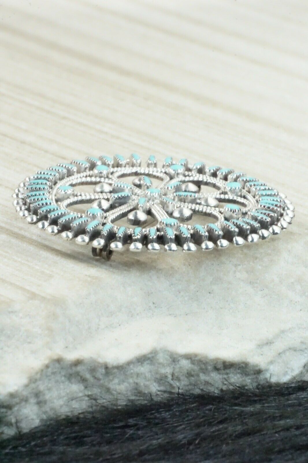 Turquoise & Sterling Silver Pendant - Vincent Johnson