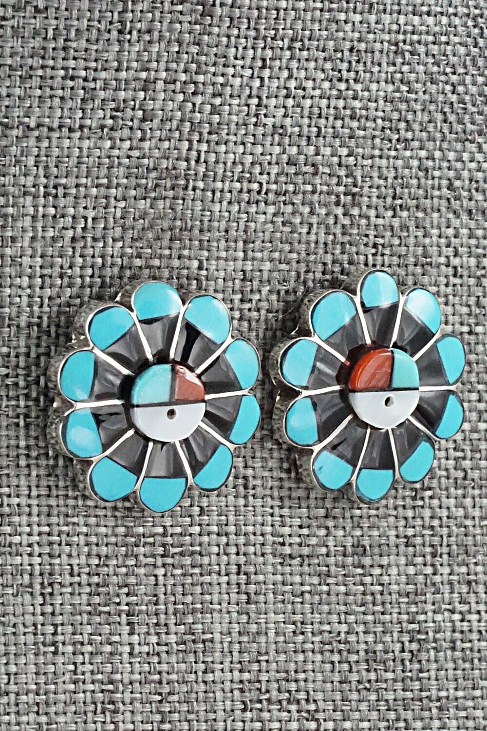 Multi Stone Inlay & Sterling Silver Earrings - Romero Vacit