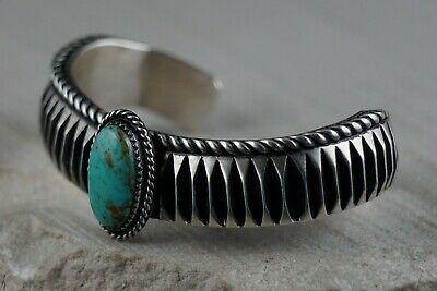 Navajo Turquoise & Sterling Silver Bracelet - Leander Tahe - High Lonesome Trading