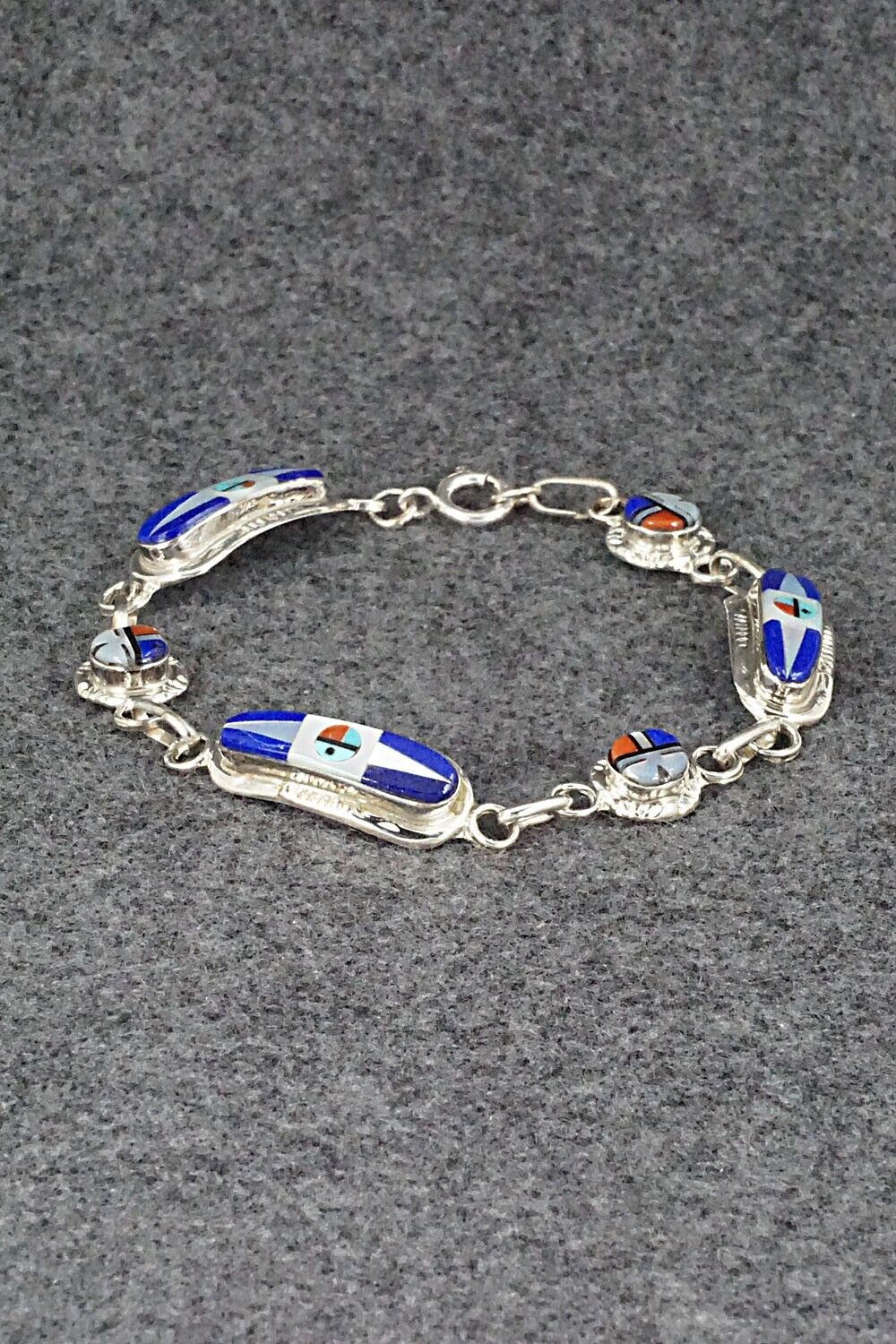 Multi Stone & Sterling Silver Link Bracelet - Patty Edaakie