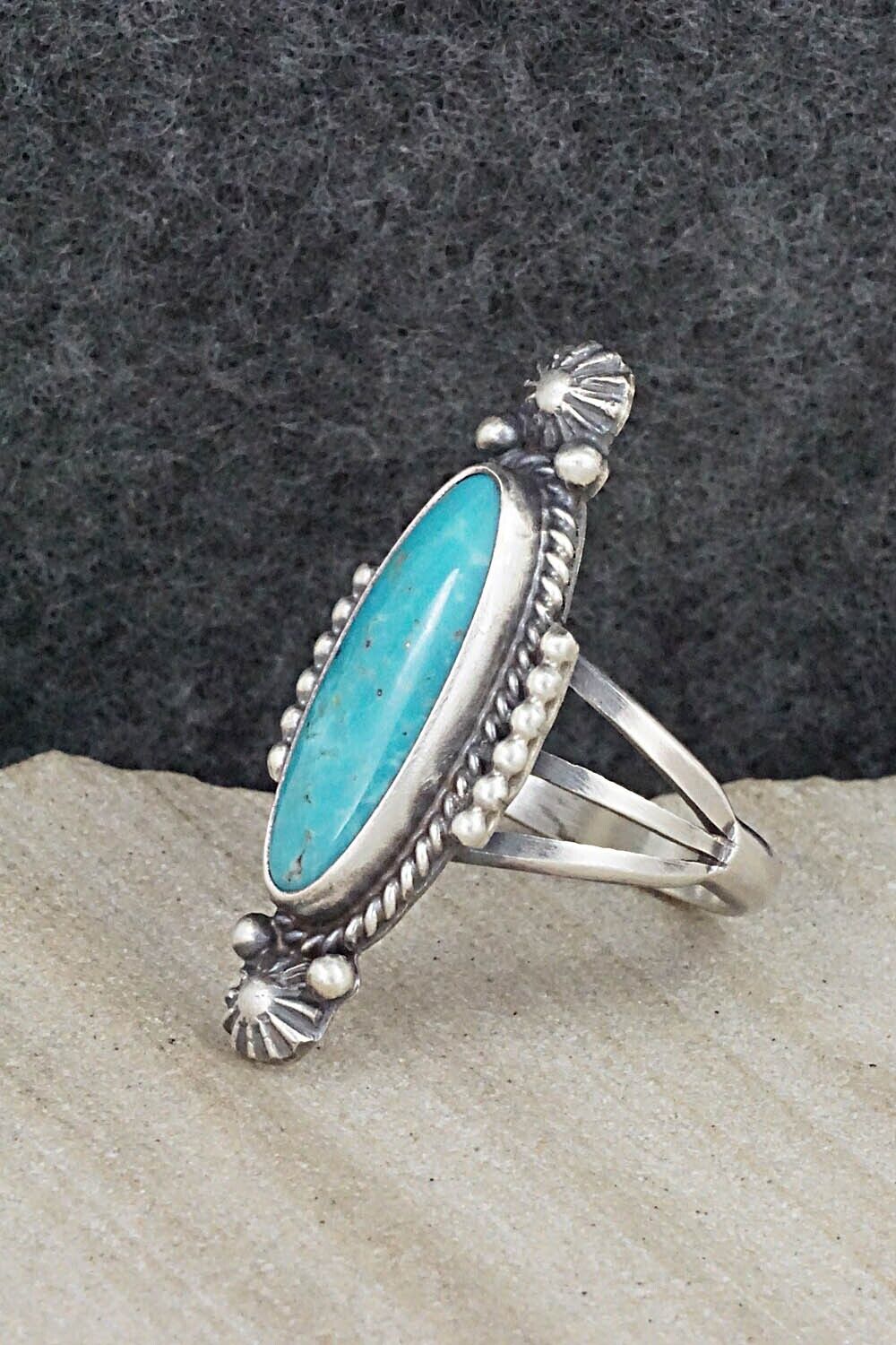 Turquoise & Sterling Silver Ring - Samuel Yellowhair - Size 6.75