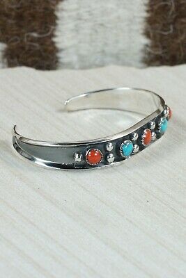 Navajo Coral, Turquoise & Sterling Silver Bracelet - Paul Largo