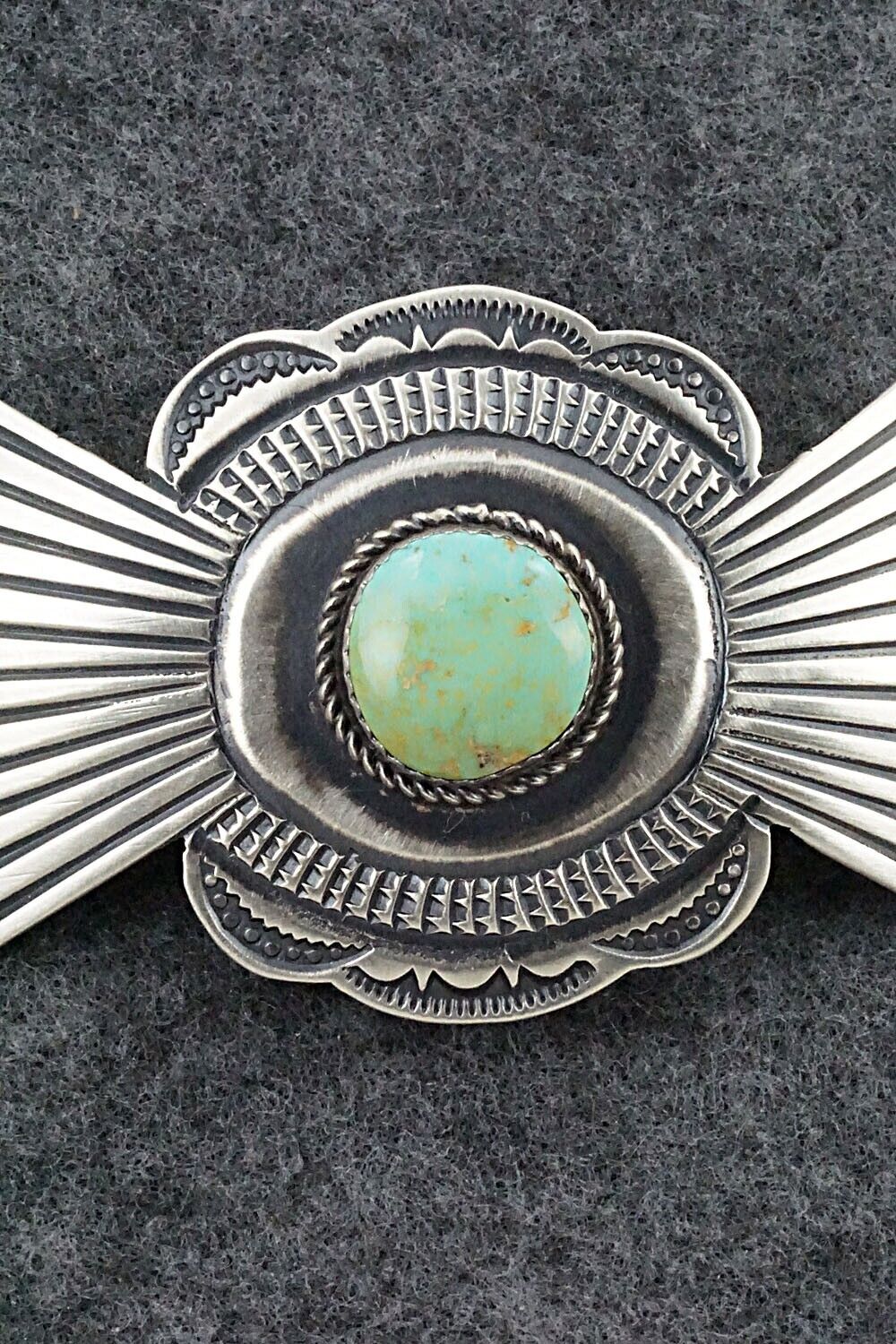 Turquoise & Sterling Silver Hair Barrette - Martha Cayatineto