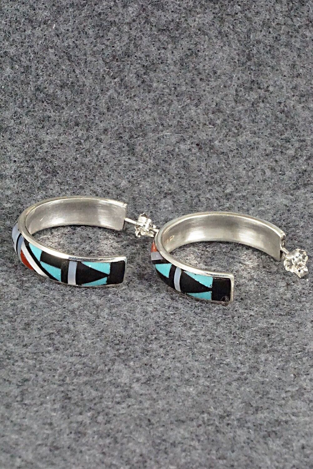 Multi Stone Inlay & Sterling Silver Earrings - Delberta Boone