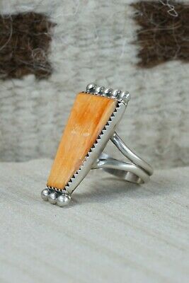Navajo Spiny Oyster and Sterling Silver Ring - Selina Warner - Size 7.75