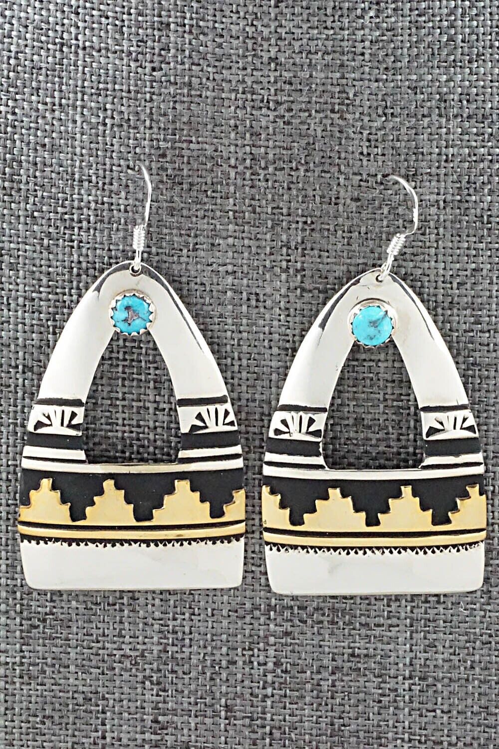 Turquoise and Sterling Silver Earrings - Rosita Singer