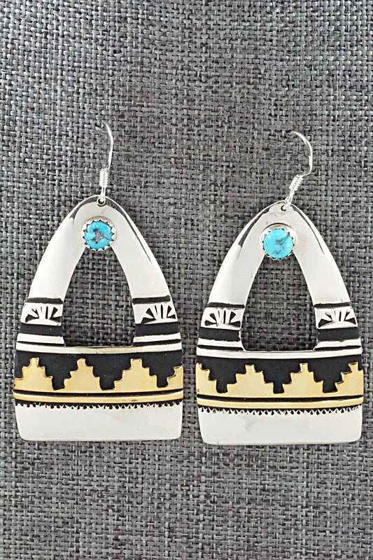 Turquoise and Sterling Silver Earrings - Rosita Singer