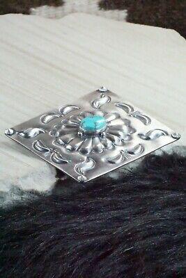 Turquoise & Sterling Silver Belt Buckle - Wallace Yazzie Jr - High Lonesome Trading