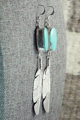 Turquoise & Sterling Silver Feather Earrings - Ben Begay