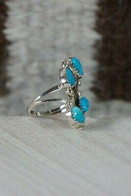 Navajo 4 Stone Turquoise and Sterling Silver Ring - Roberta Begay - 6.75 - High Lonesome Trading