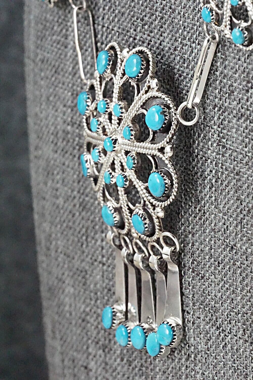 Turquoise & Sterling Silver Necklace and Earrings Set - Arlene Tsatie