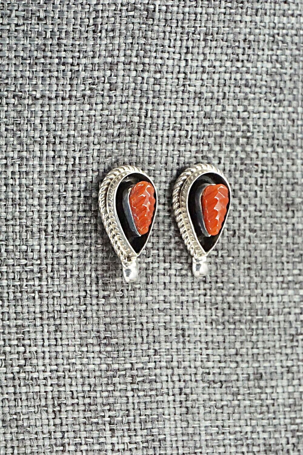 Coral & Sterling Silver Earrings - Shirley Walela