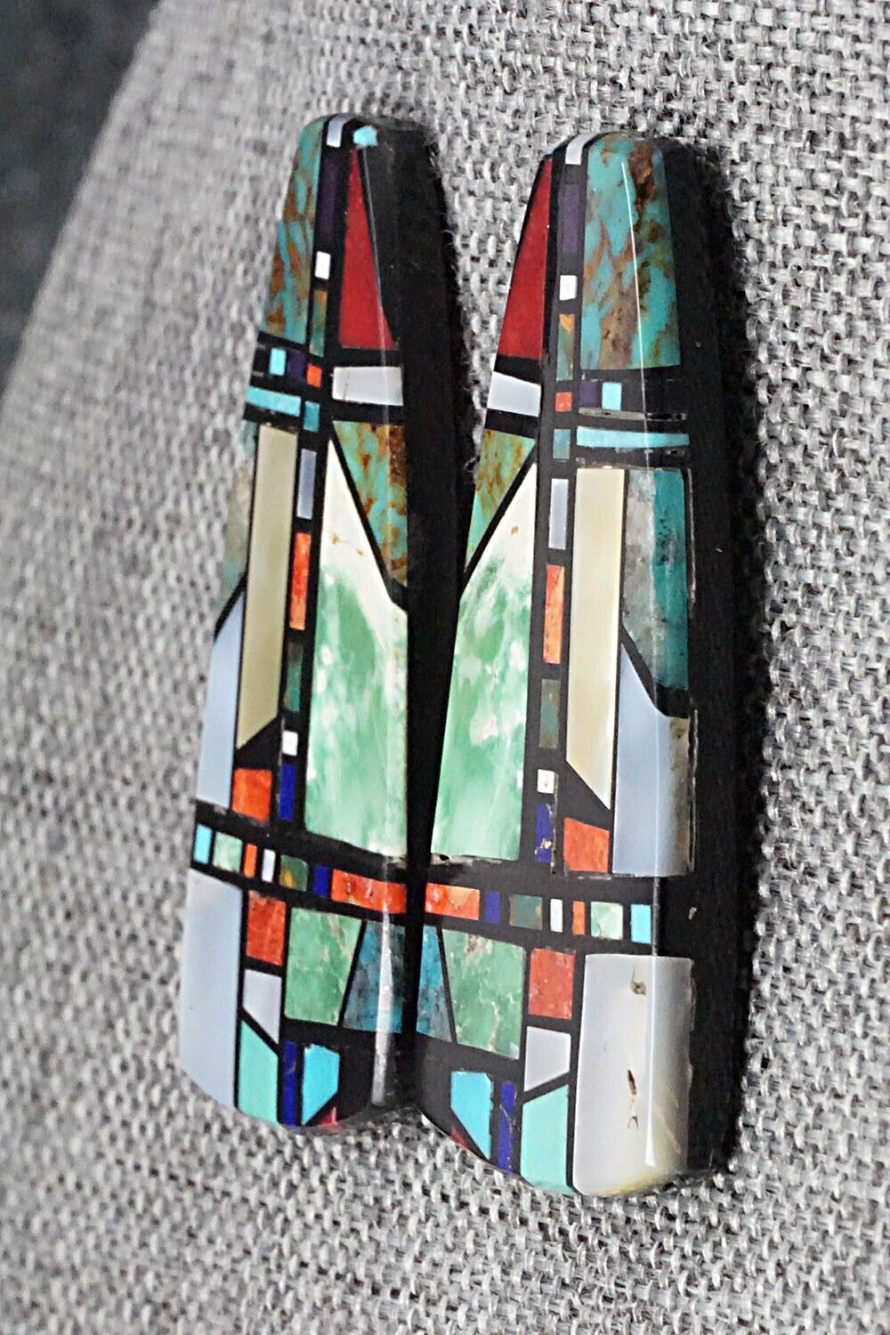 Multi Stone Inlay Earrings - Chris T. Nieto