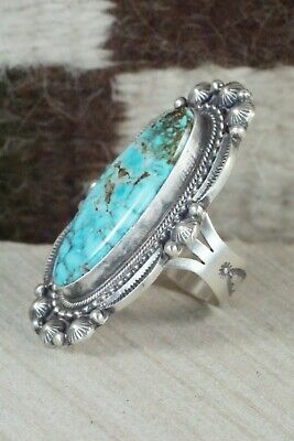 Turquoise & Sterling Silver Ring - Tom Lewis - Size 9.5