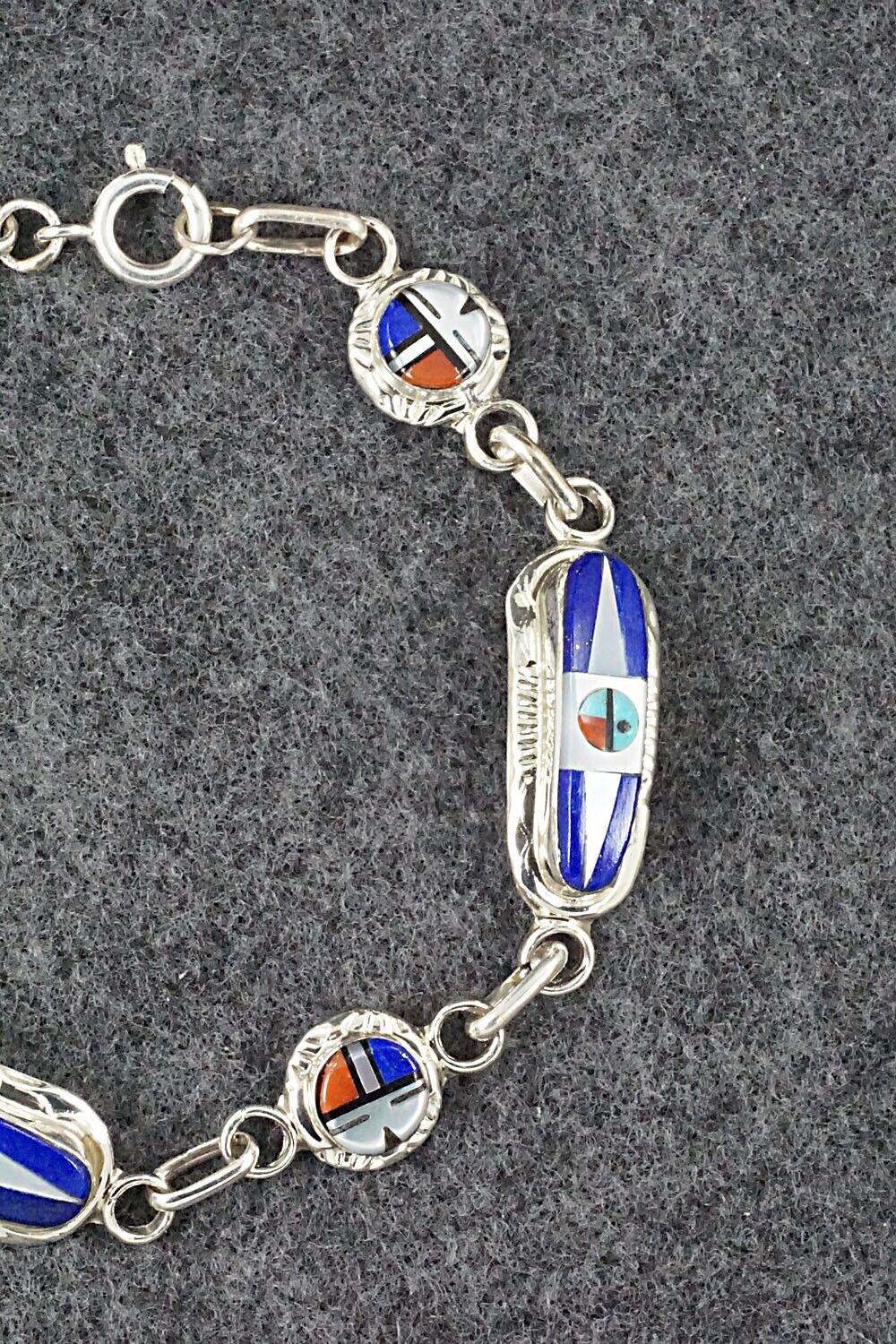 Multi Stone & Sterling Silver Link Bracelet - Patty Edaakie