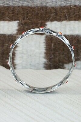 Spiny Oyster & Sterling Silver Bangle Cuff - Tim Yazzie