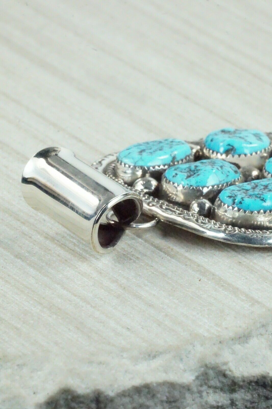 Turquoise and Sterling Silver Pendant - Leslie Nez - High Lonesome Trading