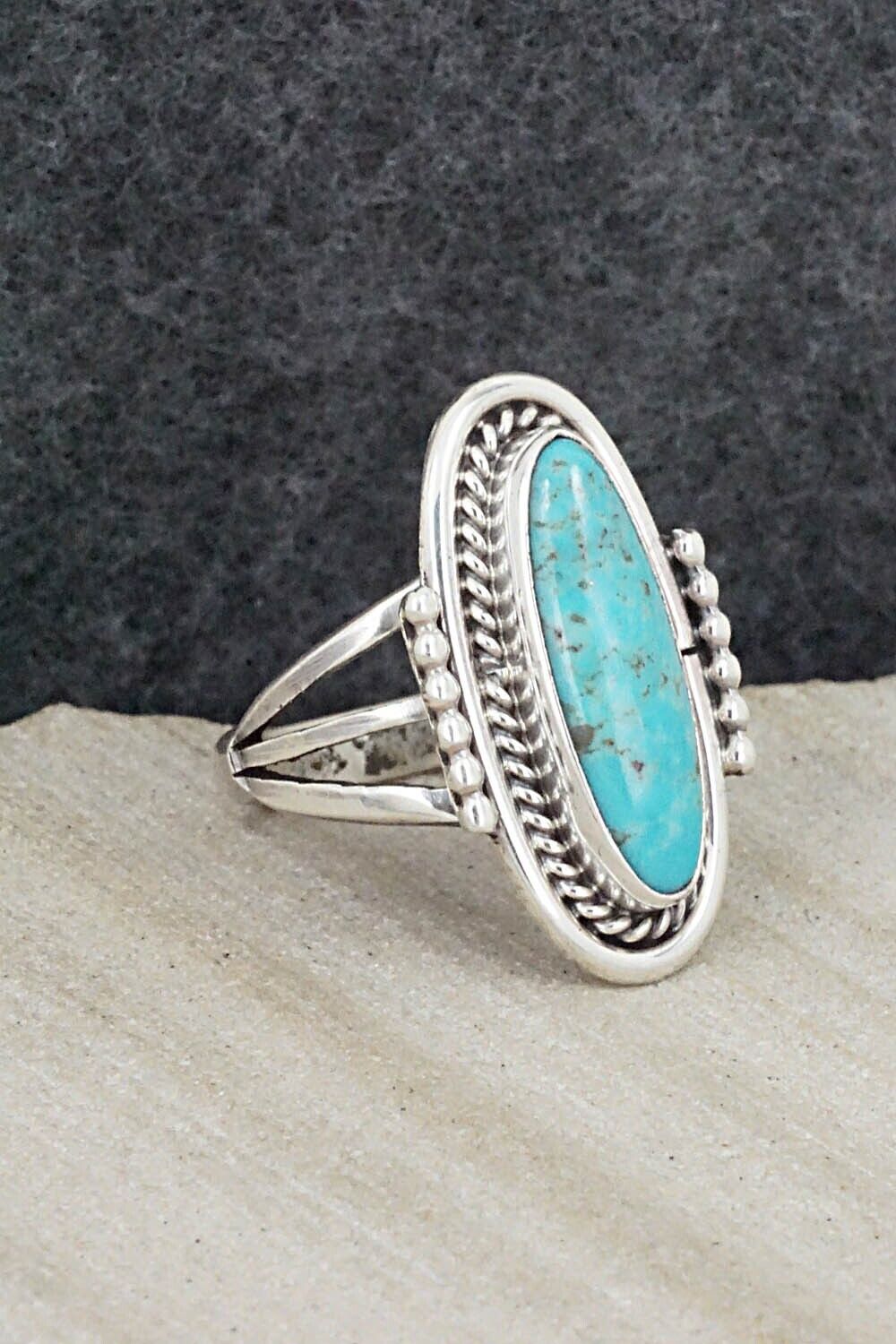 Turquoise & Sterling Silver Ring - Samuel Yellowhair - Size 7