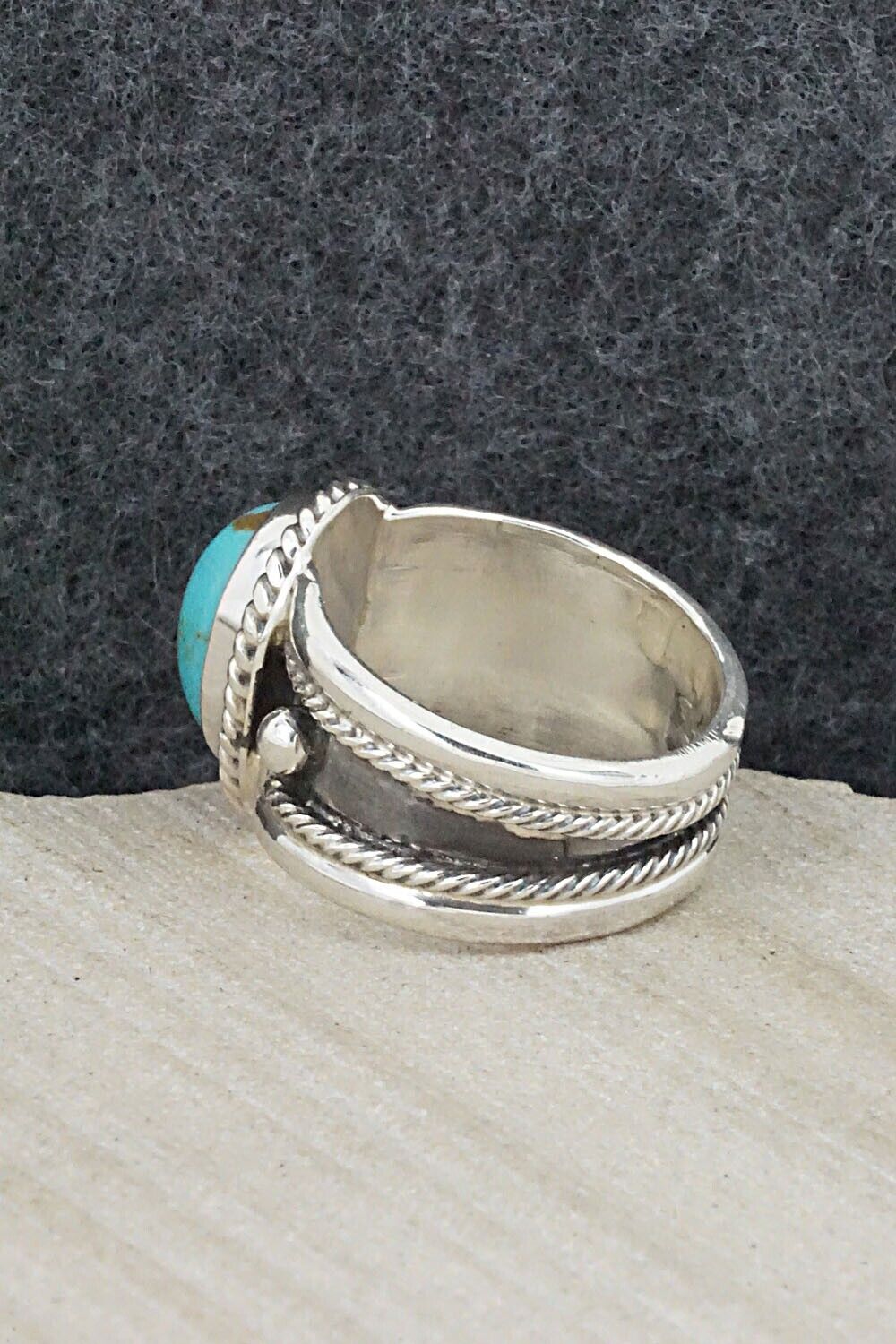 Turquoise & Sterling Silver Ring - Thomas Yazzie - Size 8.5