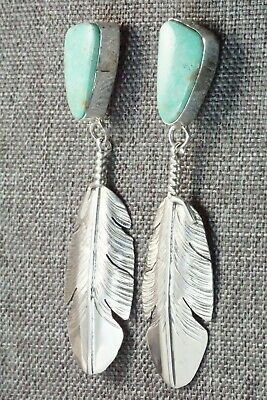 Turquoise & Sterling Silver Feather Earrings - Ben Begay - High Lonesome Trading
