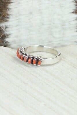 Coral & Sterling Silver Ring - Irma Unkestine - Size 6.25