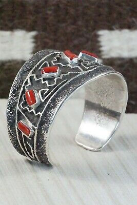 Coral & Sterling Silver Bracelet - Delbert Arviso