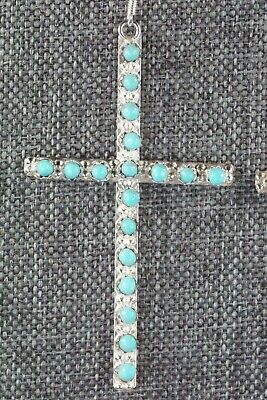 Turquoise & Sterling Silver Cross Earrings - Lorinda Edaakie - High Lonesome Trading